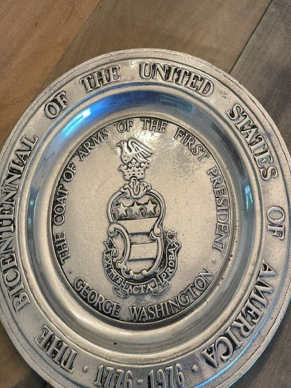 George Washington Pewter Bicentennial Plate of the United States Made in USA